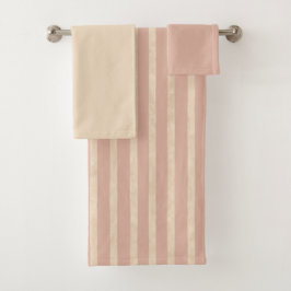 Boho Dusty Blush Pink and Cream Stripes Bad Handdoek