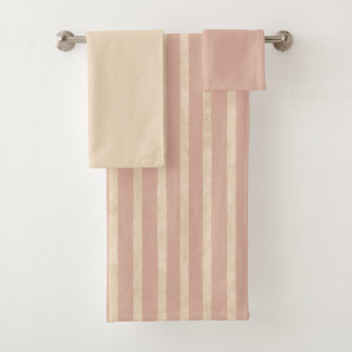 Boho Dusty Blush Pink and Cream Stripes Bad Handdoek