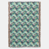 Boho dusty green sage green navy blue tropical thr deken (Voorkant Verticaal)