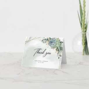 Boho dusty green succuleert eucalyptusgoud lijst bedankkaart