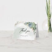 Boho dusty green succuleert eucalyptusgoud lijst bedankkaart (Voorkant)