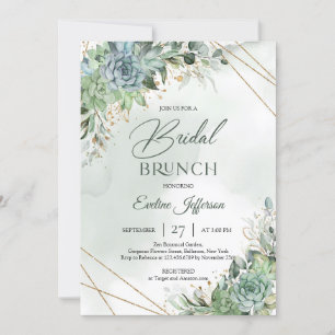 Boho dusty green zuigt goud op Bridal brunch Kaart