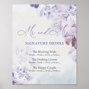Boho dusty paarse lila blauwe roze drink poster