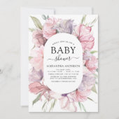 Boho Dusty Pink Paars Baby shower Uitnodiging (Voorkant)