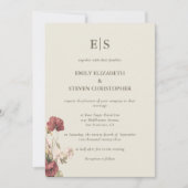 Boho Dusty Roos Monogrammed Hedendaagse Bruiloft Kaart (Voorkant)