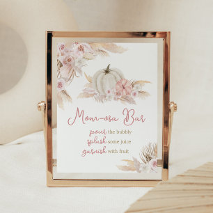 Boho Dusty Roos Pompoen Baby shower Moeder Osa Bar Poster