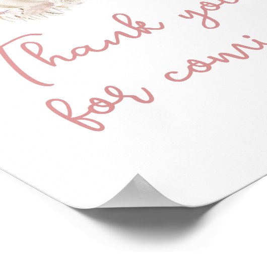 Boho Dusty Roos Pompoen Bedankt voor het komen Poster (Hoek)