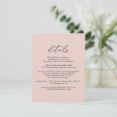 Boho Dusty Roos Wedding Details Enclosure Kaart (Staand voorkant)