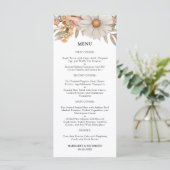 Boho Dusty Rose Bloemen Bruiloftsmenu Menu (Staand voorkant)