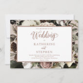 Boho Dusty Rose Floral Bouquet Faire-part de maria (Devant)