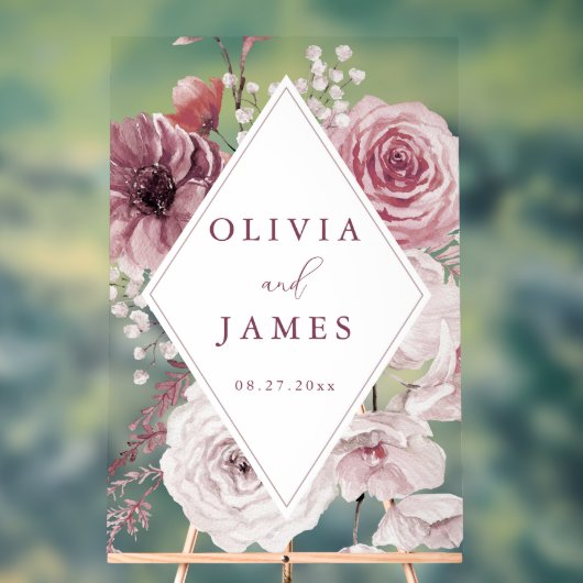 Boho Dusty Rose & Mauve Floral Frame Mariage (Neutre)