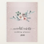 Boho Dusty Roses Blush Glitter Jaarlijks Planner (Voorkant)