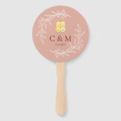 Boho dusty roze blad met een moderne Chinese bruil Handwaaier (Voorkant)