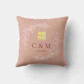 Boho dusty roze blad met een moderne Chinese bruil Kussen (Achterkant)