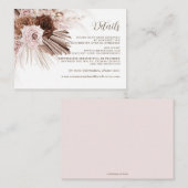 Boho Dusty Roze Bruin Bloemen Pampas Grass Bruilof Informatiekaartje (Voorkant / Achterkant)