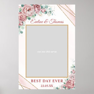 Boho dusty roze floral gold bruiloft foto prop poster