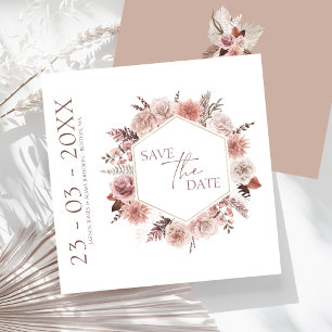 Boho Dusty Roze Gedroogde Bloemen Krans Bruiloft Save The Date