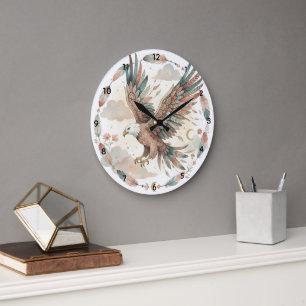Boho Eagle waterverf grote wandklok Klok