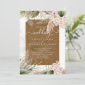 BOHO Earth Color Pampas Grass Wedding Kaart (Staand voorkant)