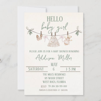 Boho Earth Pink Girl Baby shower Uitnodiging