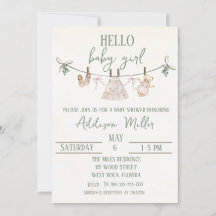 Boho Earth Rose Girl Baby shower Invitation