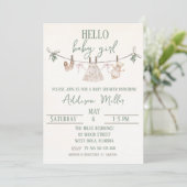 Boho Earth Rose Girl Baby shower Invitation (Debout devant)