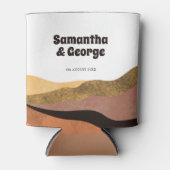 Boho Earth Tones Retro Typography Wedding Favors Blikjeskoeler (Voorkant)