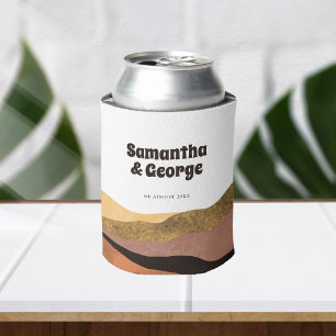 Boho Earth Tones Retro Typography Wedding Favors Blikjeskoeler