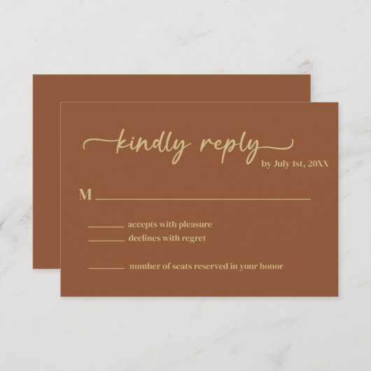 Boho Earth Tones Script tendance RSVP (Devant / Derrière)