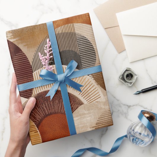 Boho Earth Tones Terracotta Geometric Pattern Cadeaupapier (Geschenken)