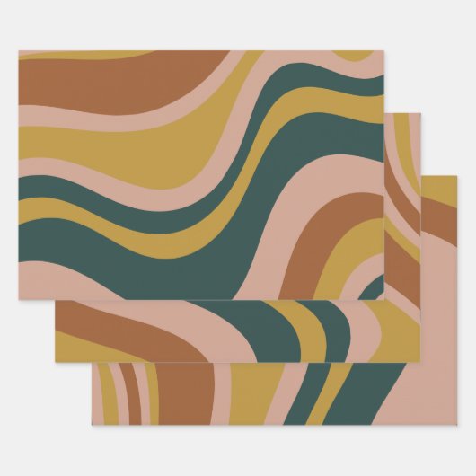 Boho Earth Tones Trendy Modern Abstracte patronen Inpakpapier Vel (Set)