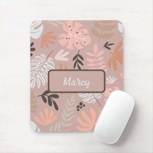 Boho Earthtone Tropical Leaves Personalized Muismat (Met muis)