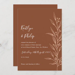 Boho Earthy Botanical Elegant Ivory Invitation
