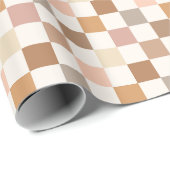 Boho Earthy Check Checkerboard Checkered Girly Cadeaupapier (Rol Hoek)