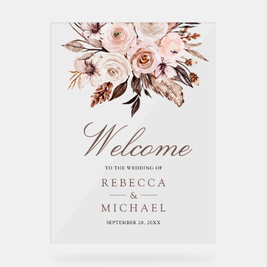 Boho Earthy Ivory Floral Wedding Welcome (Recto)