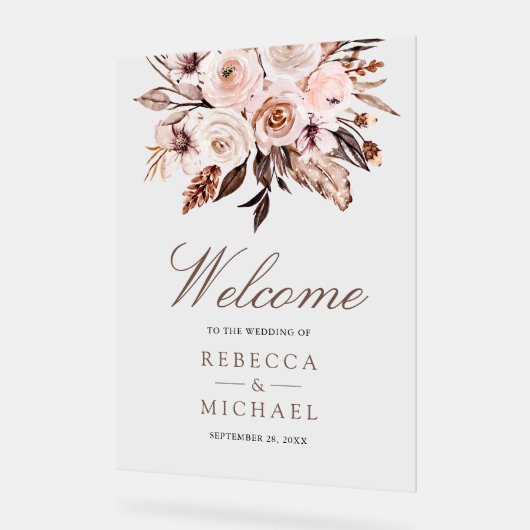 Boho Earthy Ivory Floral Wedding Welcome (Angle)