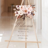 Boho Earthy Ivory Floral Wedding Welcome Acryl Bord