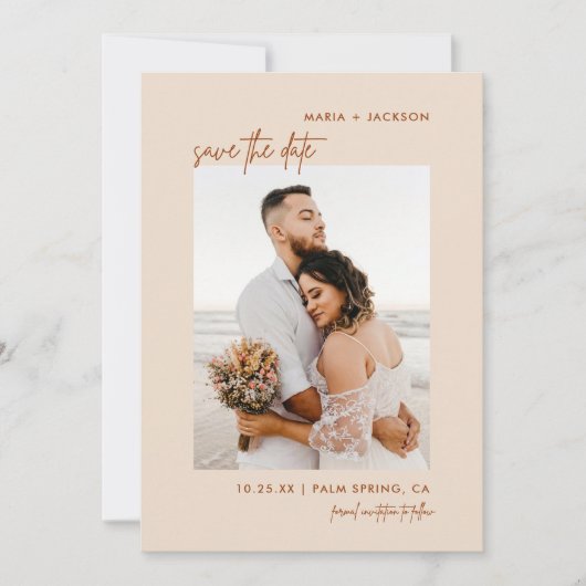 Boho Earthy Photo Enregistrer Les Dates Cartes (Devant)