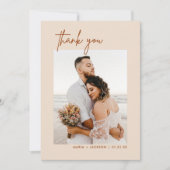 Boho Earthy Photo Mariage Merci Cartes (Devant)