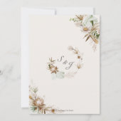Boho Earthy Protea Gedreven Palm Rustic Wedding   Kaart (Achterkant)