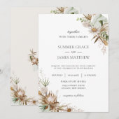 Boho Earthy Protea Gedreven Palm Rustic Wedding   Kaart (Voorkant / Achterkant)