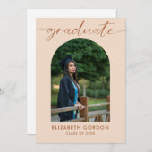 Boho Earthy Trendy Script Arch Foto Afstuderen Save The Date (Voorkant / Achterkant)