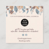 Boho earthy waterverf order vierkante visitekaartje (Achterkant)