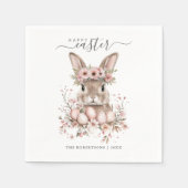 Boho Easter  Bunny Blush Bloemeneieren Servet (Voorkant)