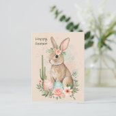 Boho Easter Bunny Briefkaart – Minimalistisch Mand (Staand voorkant)
