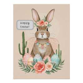 Boho Easter Bunny Printable Whimsical Pastel Perfect Poster