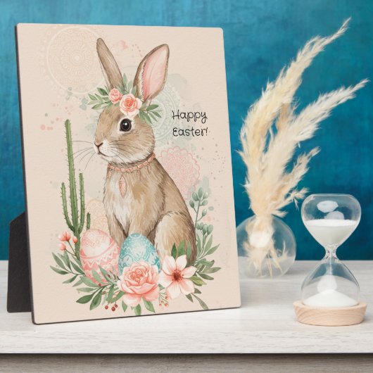 Boho Easter Bunny Whimsical Pastel Fotoplaat (Zijkant)