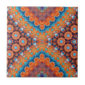 Boho Eclectic Kaleidoscopic Mosaic Hip Blauwgroen  Tegeltje (Voorkant)