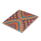 Boho Eclectic Kaleidoscopic Mosaic Hip Blauwgroen  Tegeltje (Zijkant)