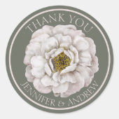 Boho Ecru Waterverf Floral Wedding Favor Ronde Sticker (Voorkant)